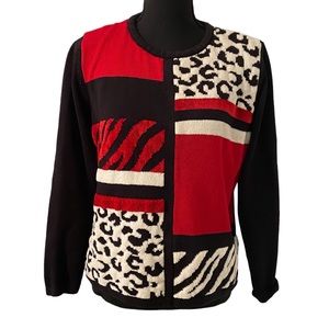 Alfred Dunner color Block animal print sweater